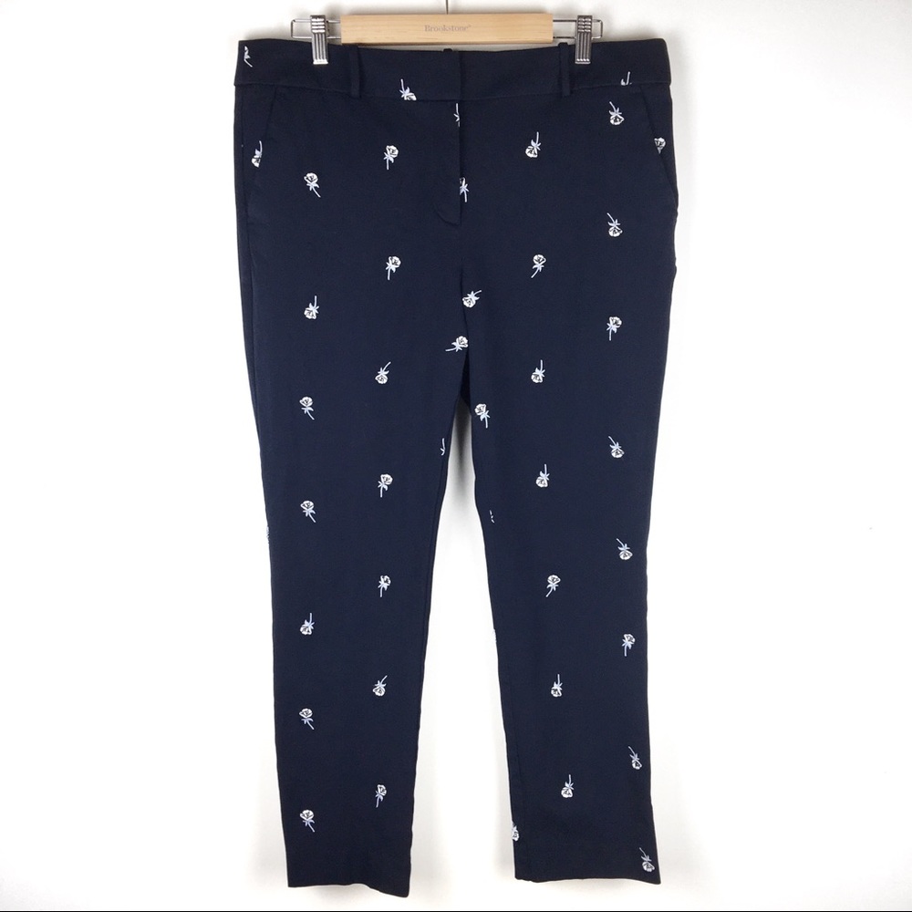 LOFT Marisa Ankle Flower Embroidered Pants 14